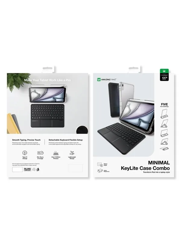 AmazingThing Minimal Case Keylite Combo Keyboard Case for iPad Air 13" M2/M3/M4 (2024/2025/2026) - Black