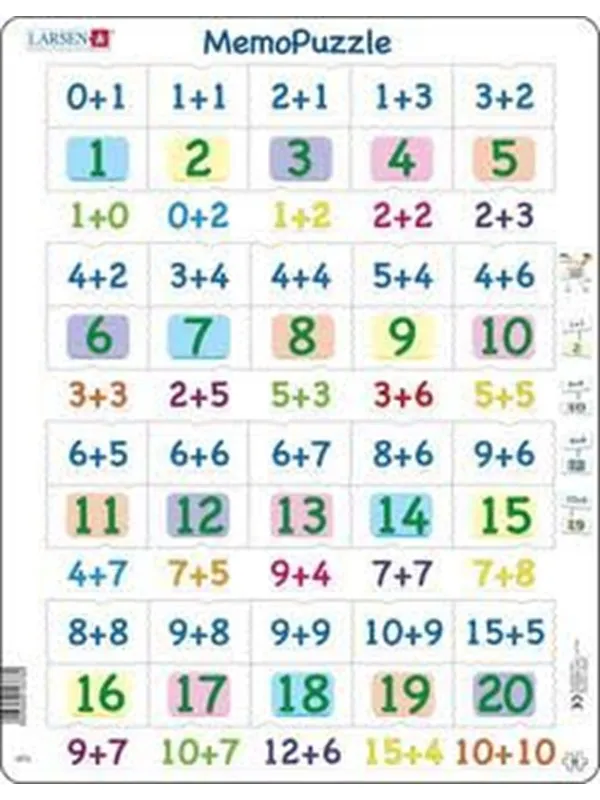 Larsen Puzzles Puzzle MemoPuzzle. Learn to add 0 to 20 - 40 pieces Maxi (36.5x28.5 cm) Gulv