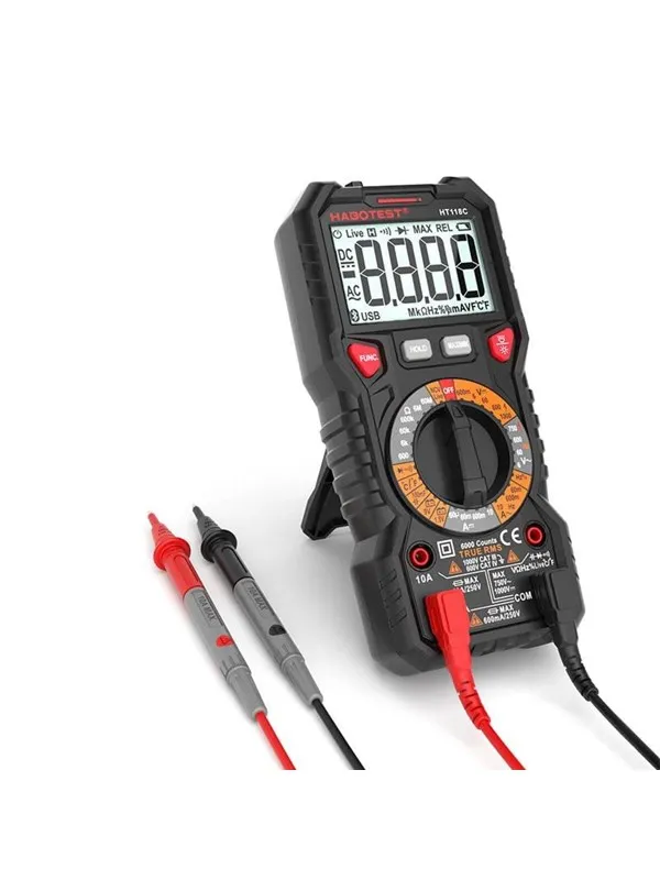 Habotest Digital Multimeter with Flashlight  HT118C True RMS NCV battery testing