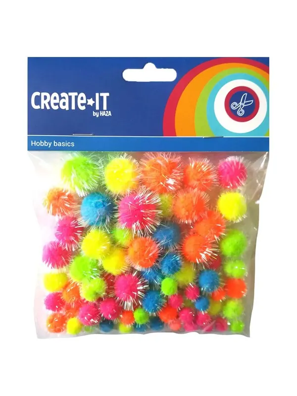 Haza Witbaard - Glitter Pompoms Neon 75pcs.