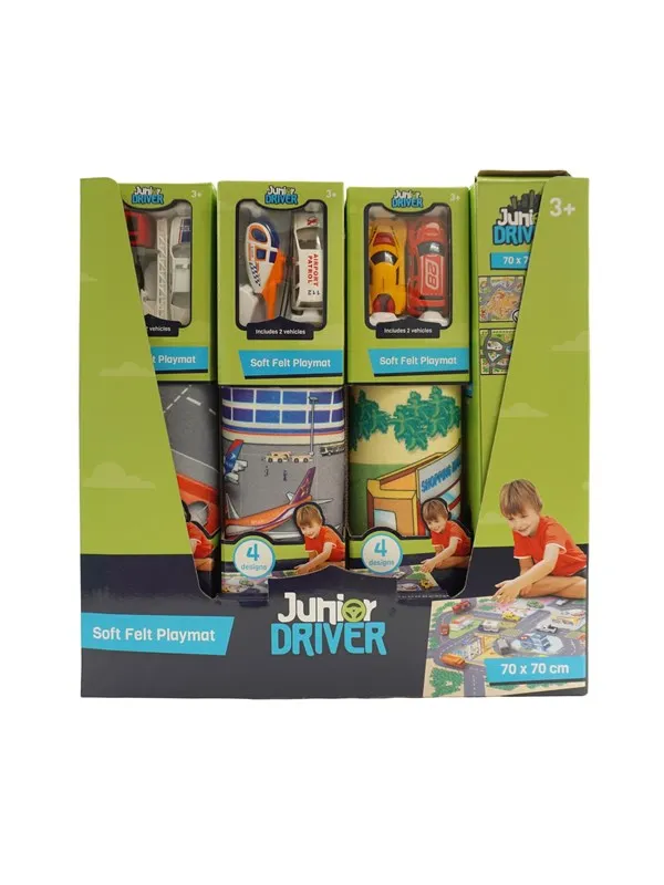 Junior Driver Soft felt playmat with 2 vehicles as