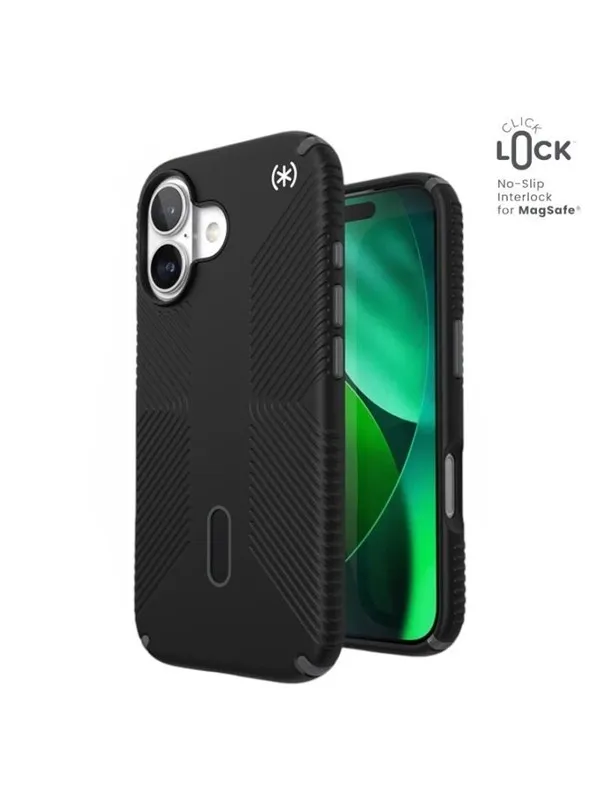 Speck Presidio2 Grip ClickLock & MagSafe - iPhone 17 Case - Black / Slate Gray / White