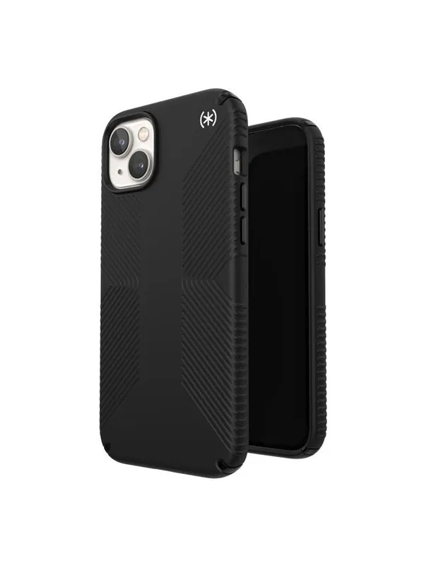Speck Presidio2 Grip - Anti-slip iPhone 15 Plus / 14 Plus Case - Black / Black / White