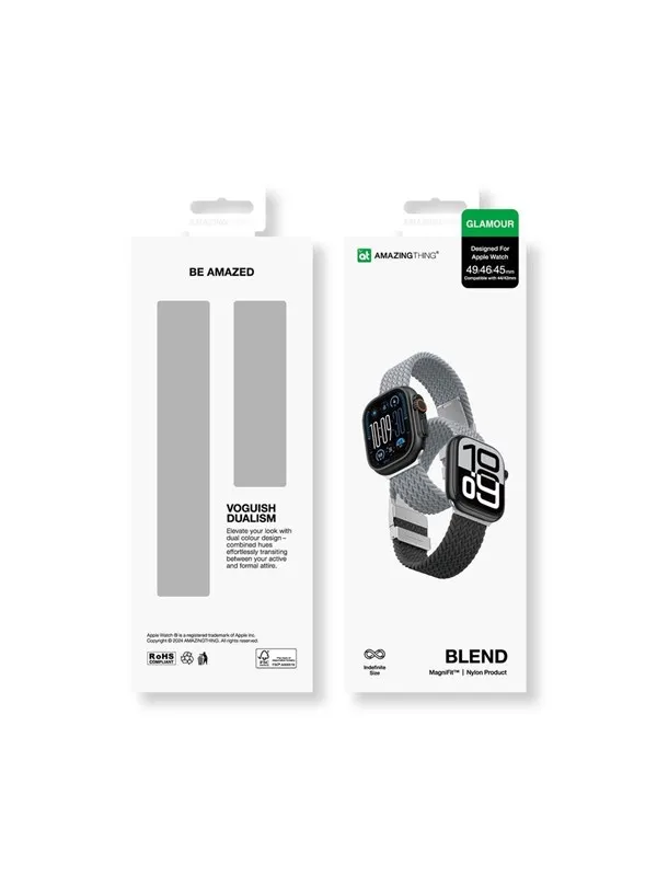 AmazingThing Blend Band 2-Pack for Apple Watch 45/46/49mm - Gray-Black/Gray