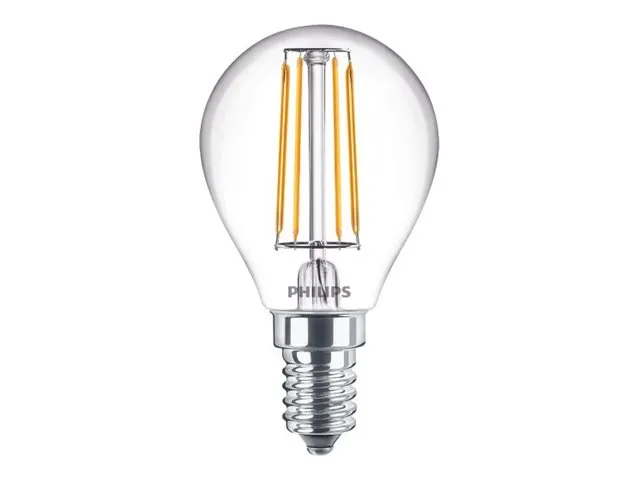 Philips LED-lyspære P45 4,3W/827 (40W) Clear 6-pack E14