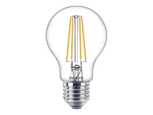 Philips LED-lyspære A60 7W/827 (60W) Clear 6-pack E27