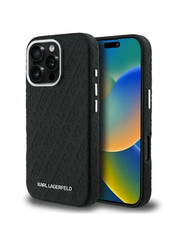 Karl Lagerfeld FW Stamped Karl MagSafe Case for iPhone 16 Pro Max - Black