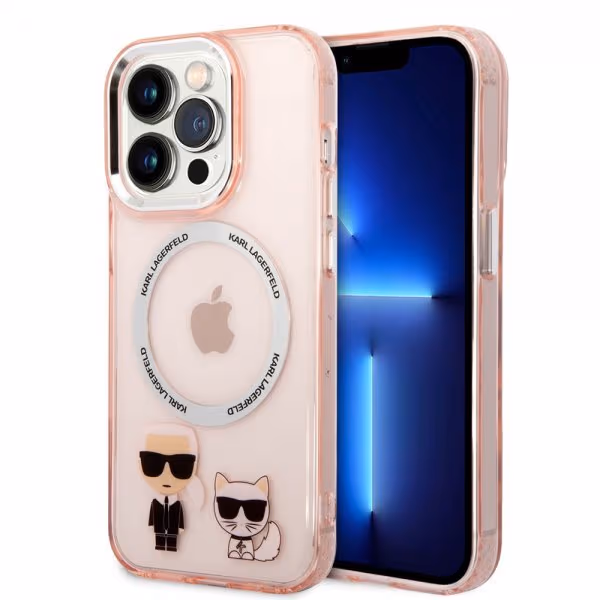 Karl Lagerfeld KLHMP14LHKCP iPhone 14 Pro 6.1" hardcase pink/pink Karl & Choupette Aluminum Magsafe