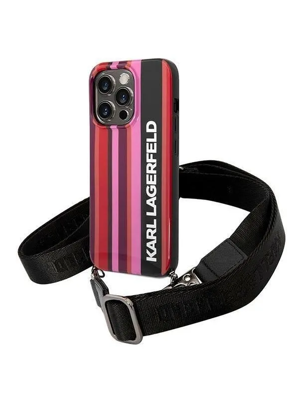 Karl Lagerfeld KLHCP14XSTSTP iPhone 14 Pro Max 6.7 "hardcase pink / pink Color Stripes Strap