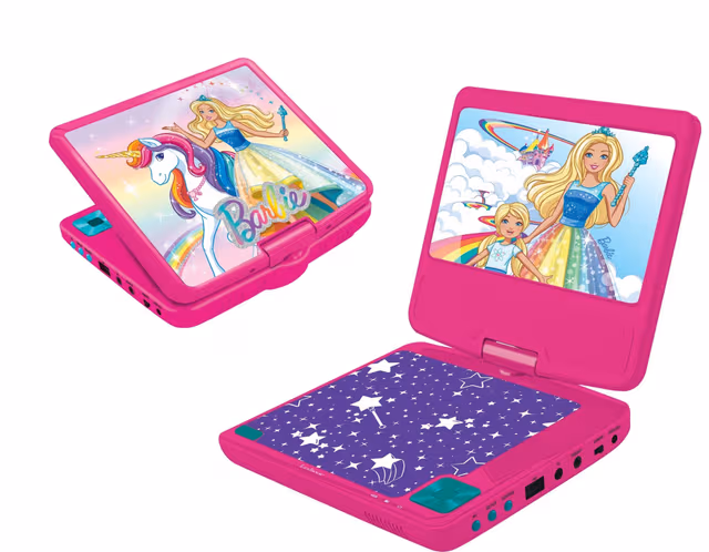 Barbie bærbar DVD-spiller 7 roterende skjerm med USB-port og øretelefoner