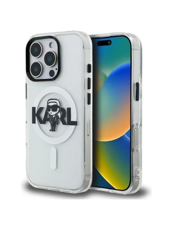 Karl Lagerfeld IML Karl Sketch Logo MagSafe Case for iPhone 16 Pro Max - Clear