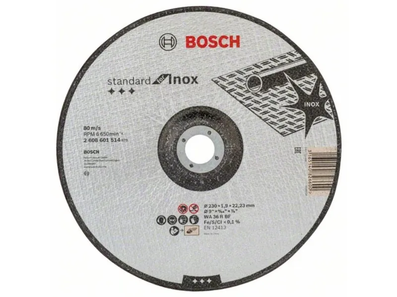 Bosch 2608601514 Standard curved cutting disc for Inox 230 x 22.23mm