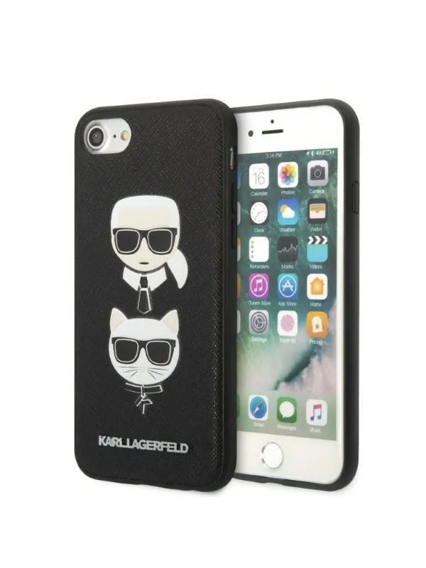 Karl Lagerfeld KLHCI8SAKICKCBK iPhone 7/8 / SE 2020 / SE 2022 black/black hardcase Saffiano Karl&Choupette Head