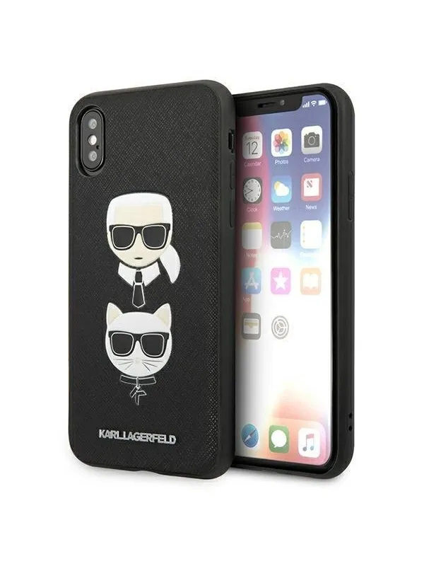 Karl Lagerfeld Saffiano Karl&Choupette Head case for iPhone XS Max - black