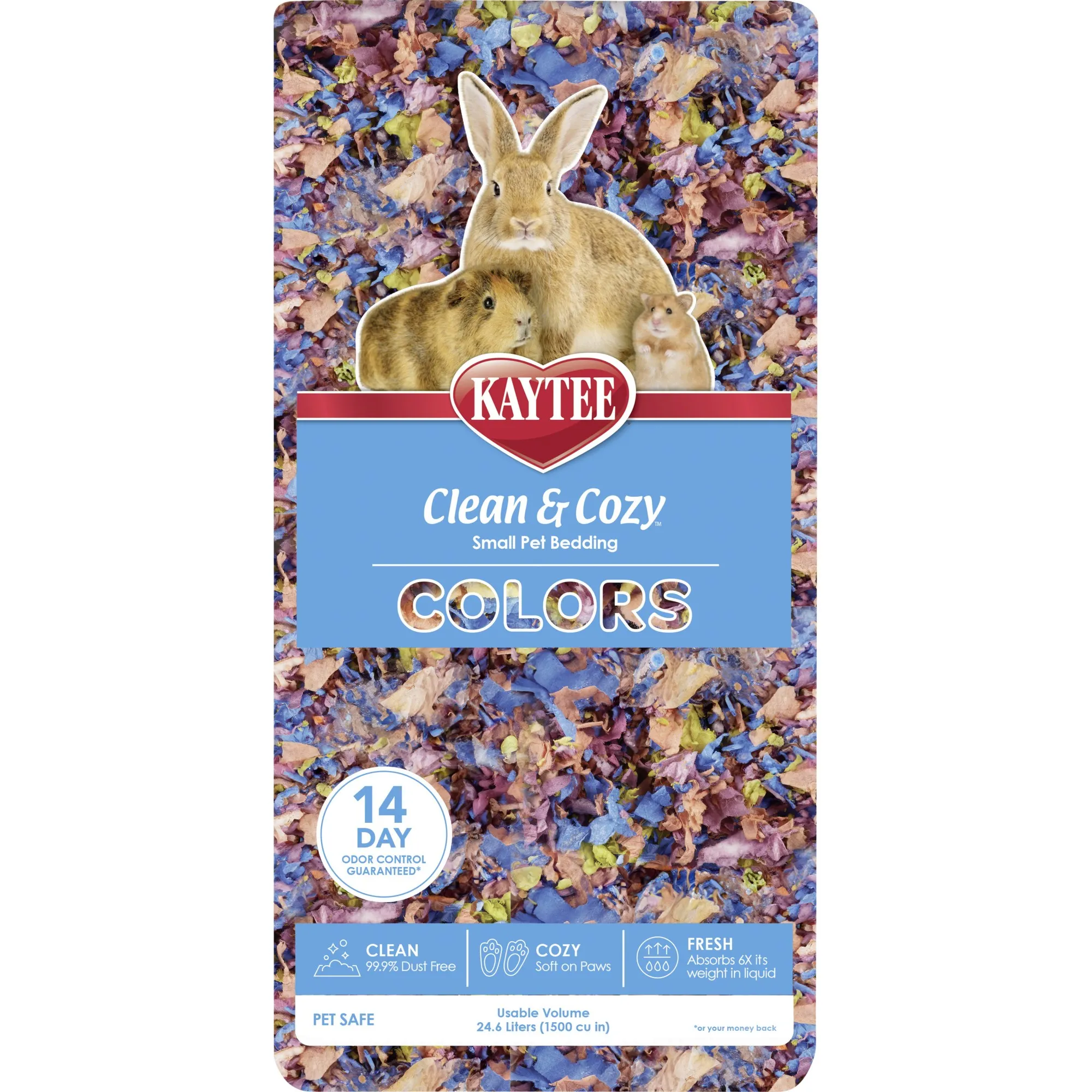 Kaytee Papirstrø til smådyr  -  Clean & Cozy Colors Kaleidoscope - 24.6 liter