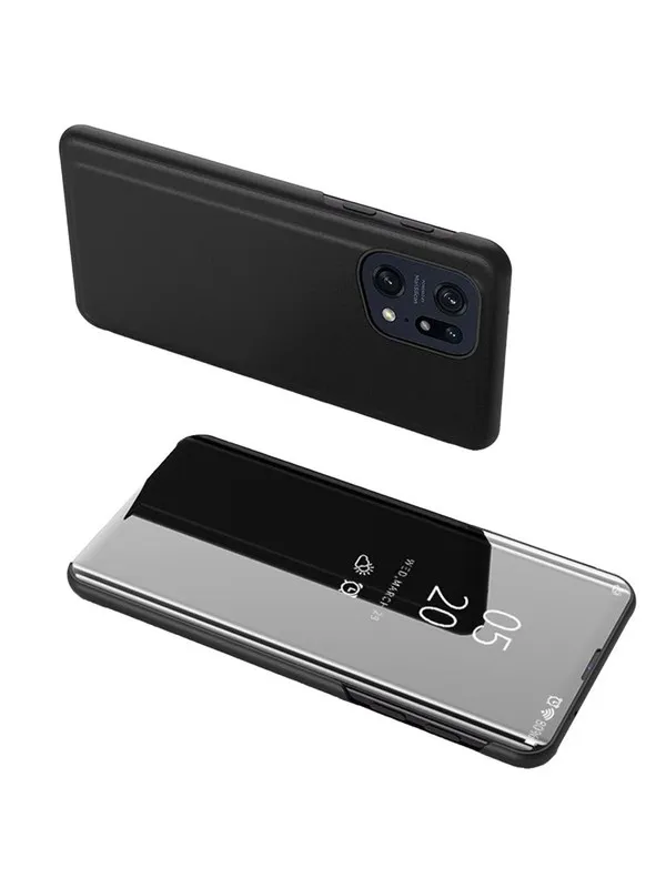 Hurtel Clear View Case Cover for Oppo Find X5 Pro Cover with a Flap Black