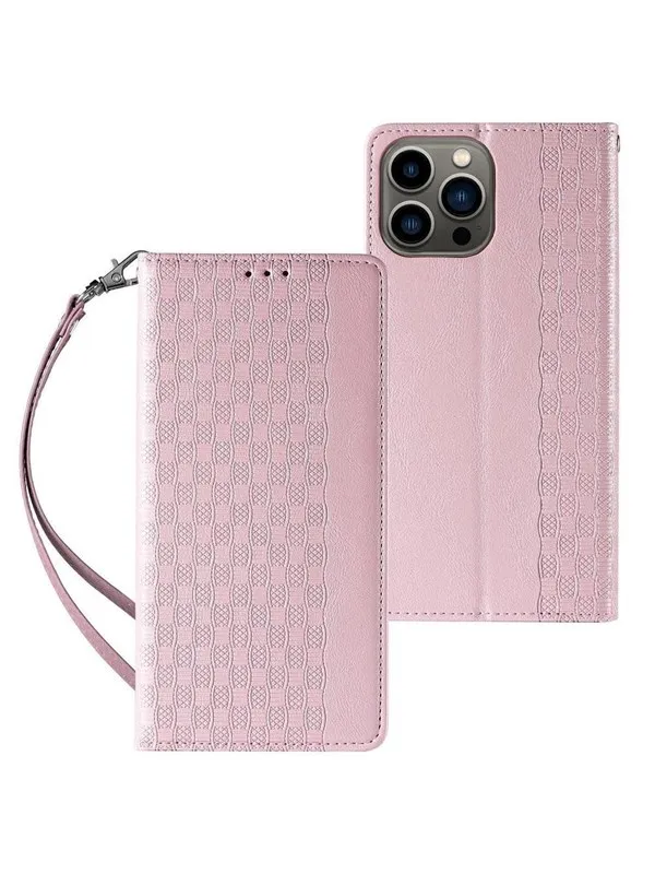 Hurtel Magnet Strap Case for Samsung Galaxy S23+ Flip Wallet Mini Lanyard Stand Pink