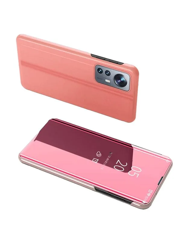 Hurtel Clear View Case Cover for Xiaomi 12 Lite Cover with a Flap Pink