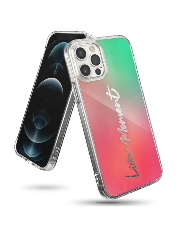 Ringke Fusion Design Armored Case Cover with Gel Frame iPhone 12 Pro Max Pink-Green (GNAP0028)