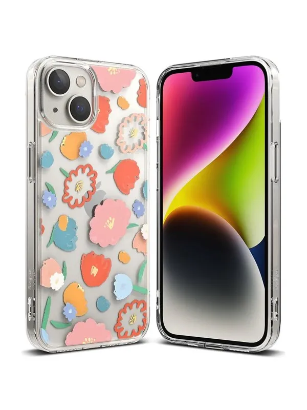 Ringke  Fusion Design Armored Case Cover with Gel Frame iPhone 14 Plus Transparent (Floral) (FD637E31)