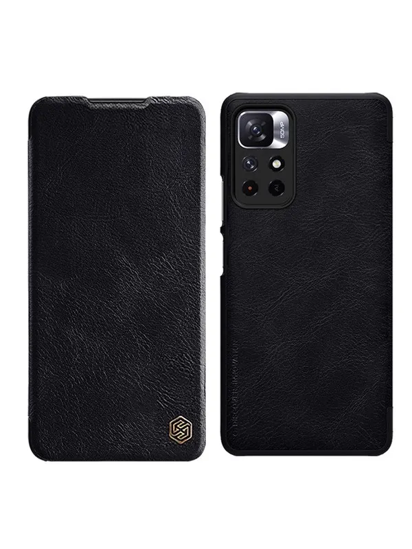Nillkin Qin Flip Case for Xiaomi Redmi Note 11T 5G / 11S 5G / 11 5G (China) / Poco M4 Pro 5G - Black