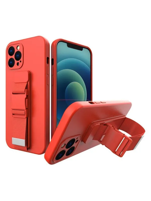 Hurtel Rope Case Silicone Lanyard Cover Purse Lanyard Strap For Xiaomi Poco M4 Pro 5G Red