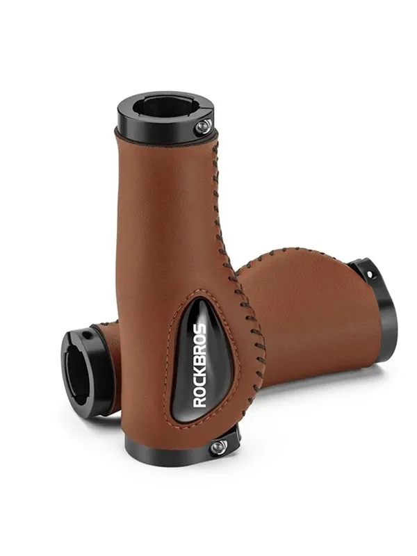 Rockbros 40720001002 leather bicycle grips - brown