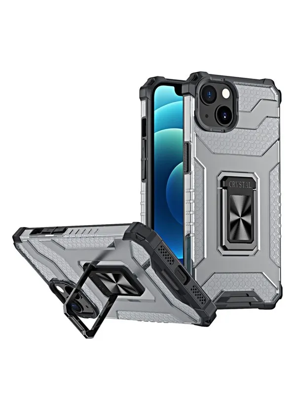 Hurtel Crystal Ring Case Kickstand Tough Rugged Cover for iPhone 13 Mini Black