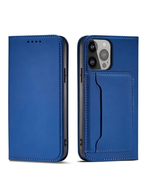 Hurtel Magnet Card Case for Samsung Galaxy S23 Ultra Flip Cover Wallet Stand Blue