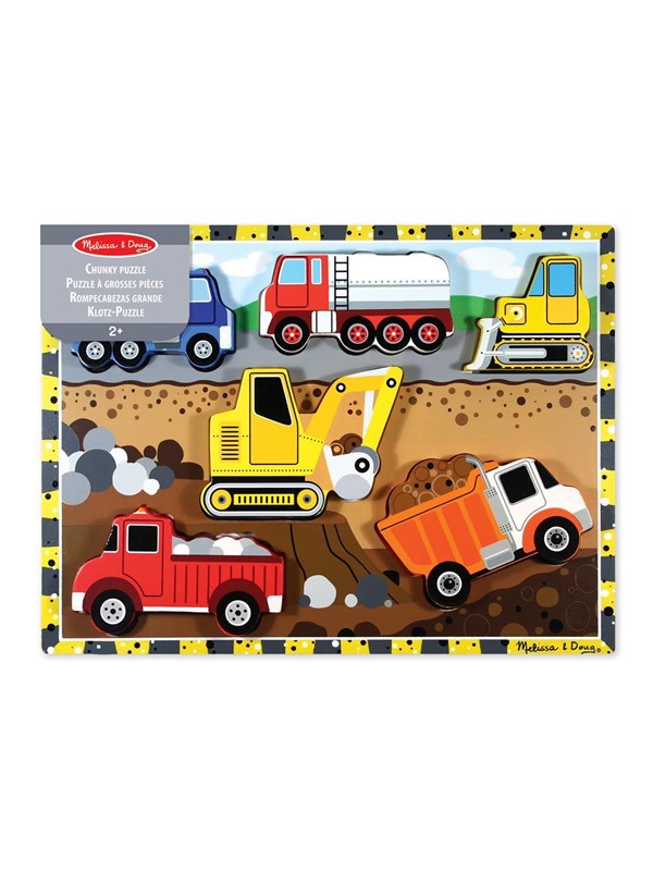 Melissa & Doug Wooden Chunky Puzzle Construction Tre