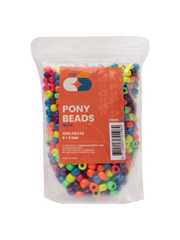 Colorations - Pony Beads Neon 6x9 mm 1000pcs.