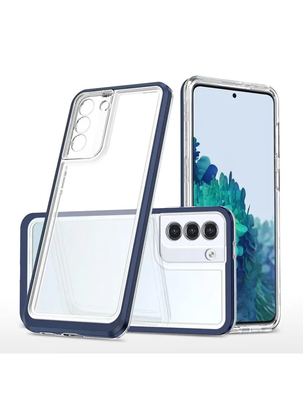 Hurtel Clear 3in1 Case for Samsung Galaxy S23 Silicone Cover with Frame Blue