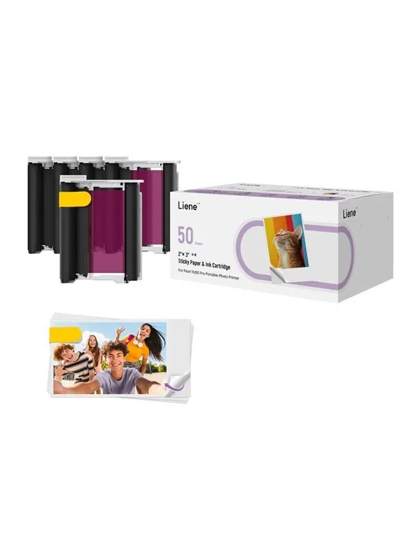 Liene 2x3" Photo Paper 50 sheets + 5 ink cartridg