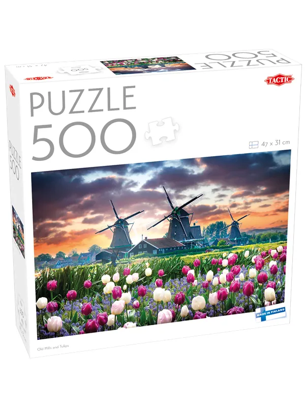 Tactic 500 pcs puzzle: Old Mills and Tulips