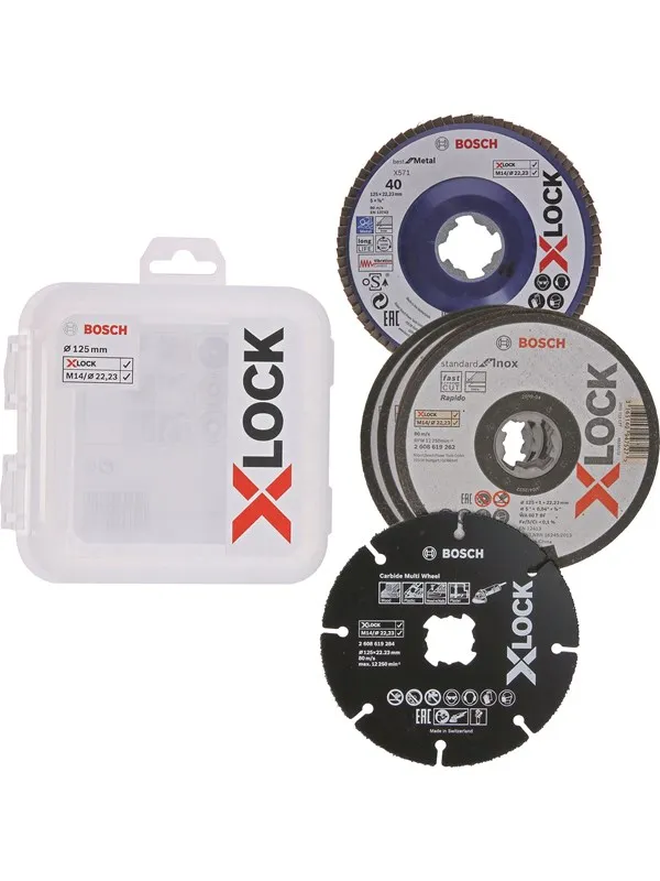 Bosch X-LOCK 125 mm-sett med kappe- og lamellslipeskive, CMW