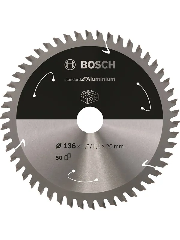 Bosch Standard for Aluminium-sirkelsagblad for batteridrevne sager 136x1,6/1,1x20 T50