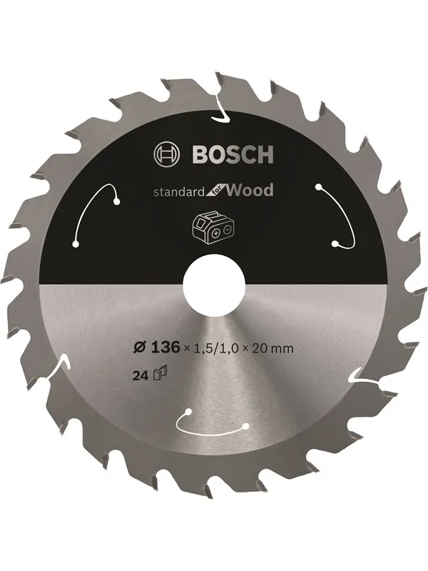 Bosch Standard for Wood-sirkelsagblad for batteridrevne sager 136x1,5/1x20 T24