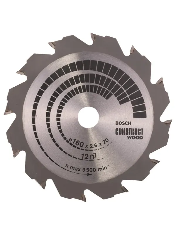 Bosch Sirkelsagblad Construct Wood 160 x 20/16 x 2,6 mm; 12