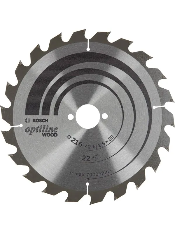 Bosch Optiline Wood-sirkelsagblad 216x2,6/1,6x30 T22 216 x 2.6/1.6 x 30 mm, 22