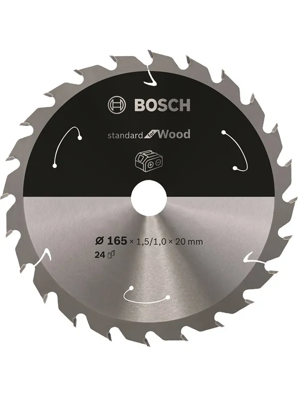 Bosch Standard for Wood-sirkelsagblad for batteridrevne sager 165x1,5/1x20 T24