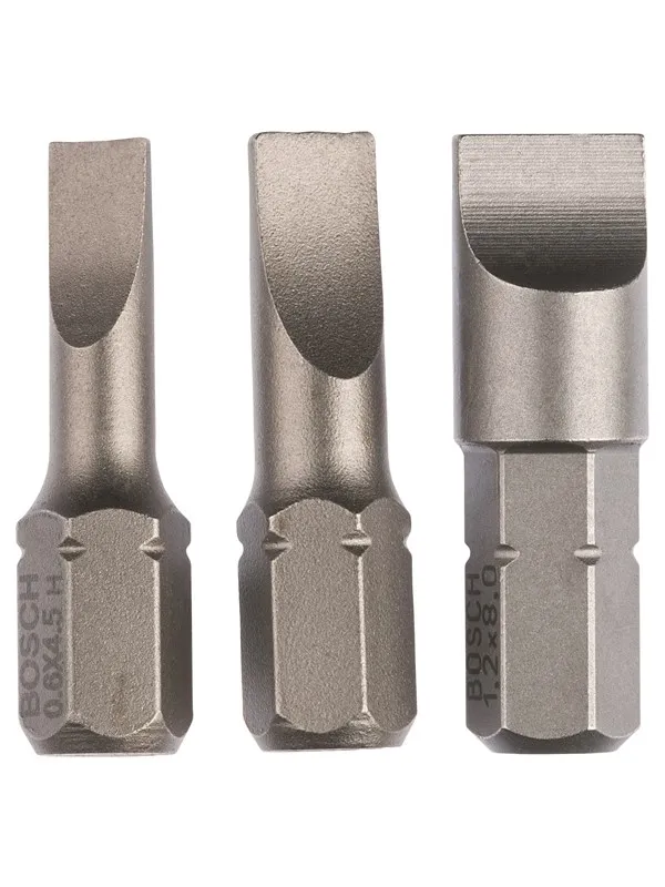 Bosch 3-delers skrutrekkerbits-sett, ekstra hard (S) S 0,6x4,5; S 0,8x5,5; S 1,2x8,0