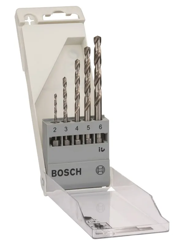 Bosch 5-delers metallbor-sett HSS-G, DIN 338 2; 3; 4; 5; 6 mm
