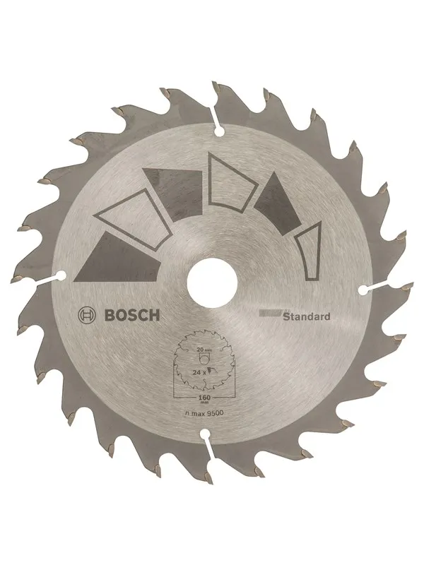 Bosch Sirkelsagblad STANDARD D= 160 mm, borediameter= 20 mm, T= 24