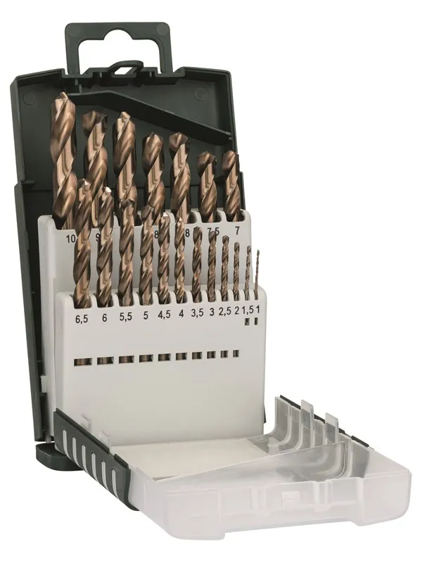 Bosch 19-delers metallbor-sett HSS-Co, DIN 338 1,0; 1,5; 2,0; 2,5; 3,0; 3,5; 4,0; 4,5; 5,0; 5,5; 6,0; 6,5; 7,0; 7,5; 8,0; 8,5; 9,0; 9,5; 10,0 mm