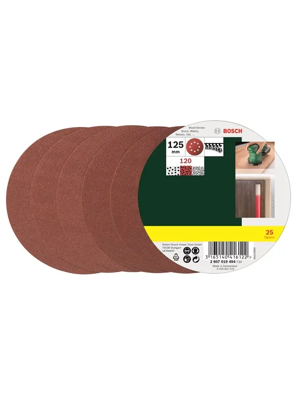 Bosch 25-delers slipepapirsett til eksentersliper, korning 120 G= 120