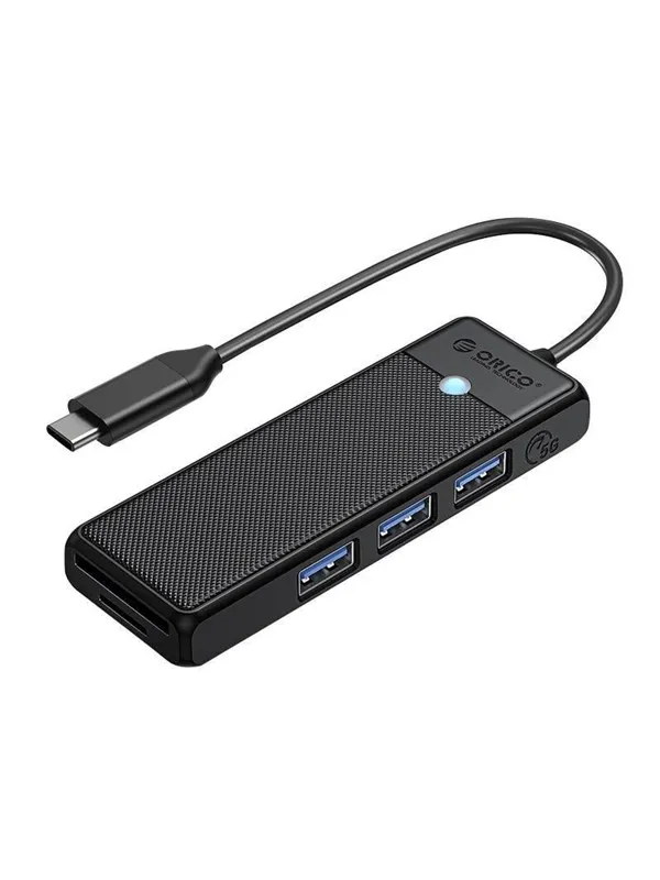 ORICO Adapter Hub 4in1 Orico USB A3.0x3+TF/SD3.0x1 USB-hub - USB 3.0 - 4 porter - Svart