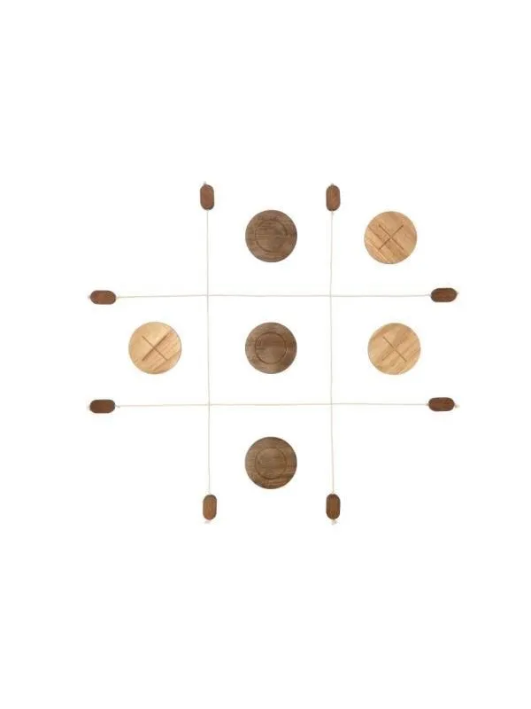 Tic-Tac-Toe 90 x 90 cm Grey/Brown Rubberwood