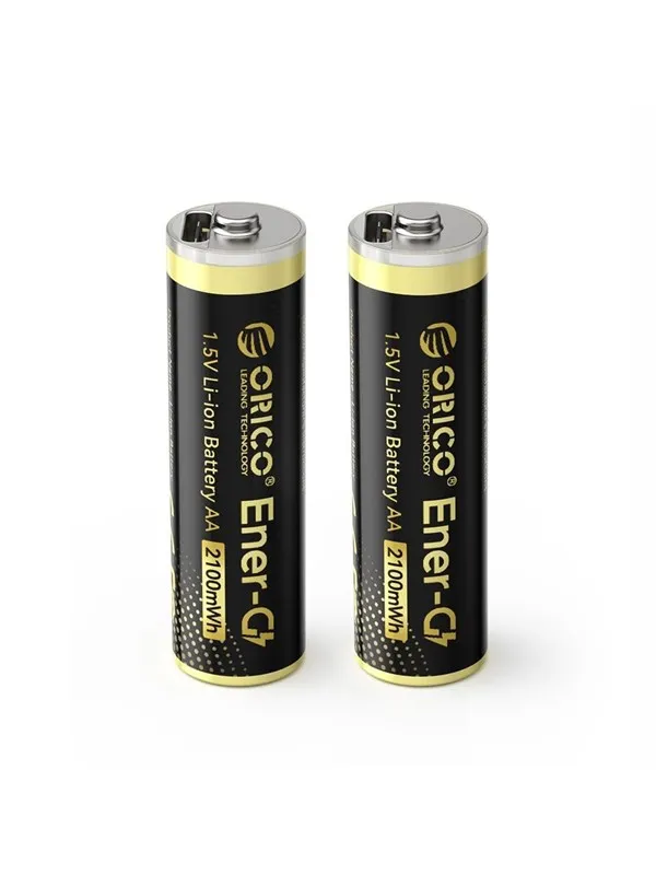 ORICO Ener-G EG5C Lithium Battery 1.5V 2100mWh AA USB-C Rechargeable Battery with Charging Cable 2 pcs.