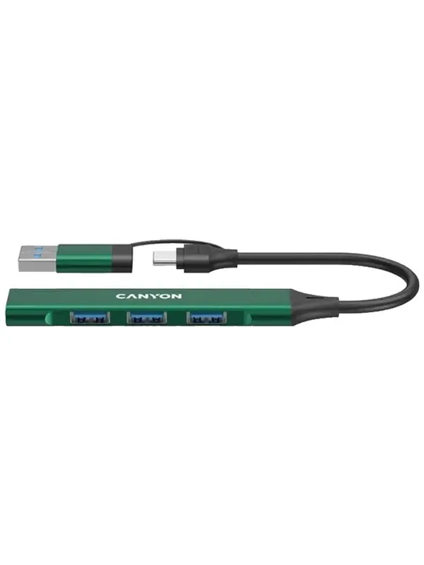 Canyon DS-02 4-i-1 USB-A/C hub, grønn USB-hub