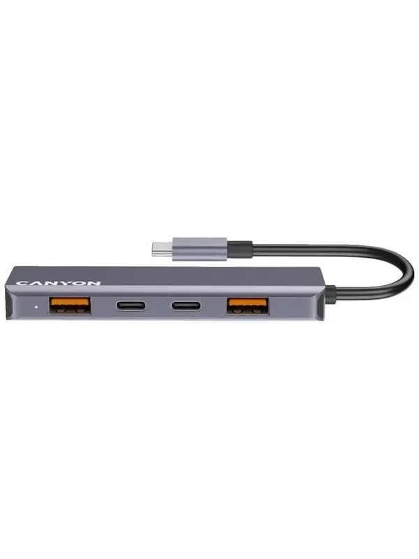 Canyon DS-18 5-i-1 USB-C Hub, Grå USB-hub - USB 3.0 - 5 porter - Grå